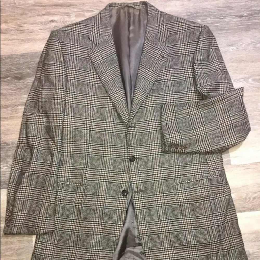 ISAIA 100% Wool Tweed Prince of Wales Sport Coat - 42R